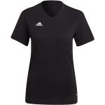 Schwarze adidas Entrada V-Ausschnitt T-Shirts aus Jersey für Damen Größe XS 