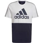 Weiße Color Blocking Kurzärmelige adidas Essentials Rundhals-Ausschnitt T-Shirts aus Jersey für Herren 