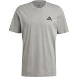 Graue Bestickte Kurzärmelige adidas Essentials Rundhals-Ausschnitt T-Shirts für Herren Größe S 