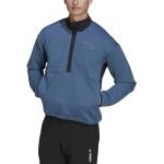 Stahlblaue adidas Performance Herrenfleecepullover & Herrenfleeceshirts mit Reißverschluss aus Fleece Größe XXL 