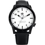 Schwarze 10 Bar wasserdichte adidas Quarz Herrenarmbanduhren aus Leder mit Analog-Zifferblatt mit Mineralglas-Uhrenglas mit Lederarmband 