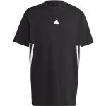 Schwarze Gestreifte adidas Basic-Shirts aus Baumwolle für Herren 