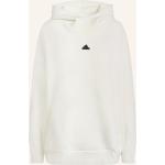 Weiße adidas Z.N.E. Damenhoodies & Damenkapuzenpullover mit Reißverschluss aus Baumwolle mit Kapuze Größe XS 