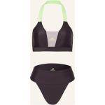 Hellgrüne Color Blocking adidas Sportswear Neckholder-Bikinis aus Polyamid ohne Bügel für Damen Größe S 