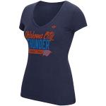 Marineblaue adidas Thunder NBA V-Ausschnitt T-Shirts aus Baumwolle für Damen Größe S 