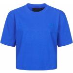 Blaue Bestickte Kurzärmelige adidas Essentials T-Shirts aus Baumwolle für Damen Größe S 