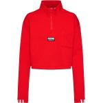 Rote Elegante Langärmelige adidas Originals Stehkragen Damensweatshirts aus Baumwolle Cropped 
