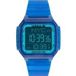 Blaue 5 Bar wasserdichte Wasserdichte adidas Originals Quarz Kunststoffarmbanduhren mit Digital-Zifferblatt mit GMT-Funktion mit Kunststoff-Uhrenglas für Herren 