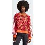 Rote Leo-Look adidas Originals Trefoil Damensweatshirts mit Leopard-Motiv aus Baumwolle 