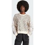 Weiße Leo-Look adidas Originals Trefoil Damensweatshirts mit Leopard-Motiv 