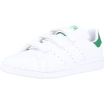 Weiße Casual adidas Stan Smith Low Sneaker mit Klettverschluss aus Leder für Herren Größe 44 mit Absatzhöhe bis 3cm 