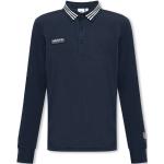Marineblaue Gestreifte Langärmelige adidas Originals Spezial Langarm-Poloshirts für Herren Größe L 