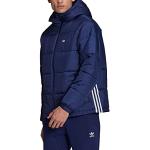 Blaue Gesteppte adidas Winterjacken mit Kapuze für Herren Größe M für den für den Winter 