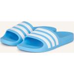 Hellblaue Gestreifte adidas Adilette Aqua Badeschlappen mit Riemchen für Kinder 