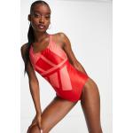 Reduzierte Rote adidas Performance U-Boot-Ausschnitt Damenbadeanzüge gepolstert 