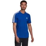 Blaue Sportliche Kurzärmelige adidas Performance Essentials Rundhals-Ausschnitt T-Shirts aus Baumwolle für Herren Größe 4 XL 