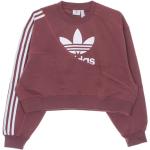 Adidas, Maroon Kurzer Crewneck Sweatshirt - Streetwear Kollektion Brown, Damen, Größe: 2XL