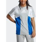 Graue Color Blocking Kurzärmelige adidas Essentials Rundhals-Ausschnitt T-Shirts aus Baumwolle für Herren Größe 4 XL 