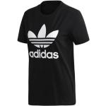 Schwarze Langärmelige adidas Originals Trefoil T-Shirts für Damen 