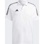 Weiße Bestickte adidas Tiro 23 T-Shirts mit Knopf aus Polyester für Herren 