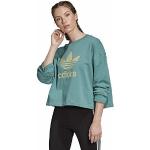 Grüne adidas Originals Premium Nachhaltige Rundhals-Ausschnitt Damensweatshirts 
