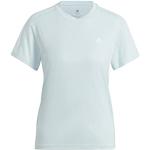 Blaue Kurzärmelige adidas Run It T-Shirts für Damen Größe L 