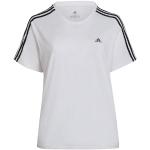 Reduzierte Weiße Kurzärmelige adidas Essentials 3 Stripes T-Shirts aus Jersey für Damen Übergrößen 