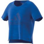Blaue adidas Kinder T-Shirts für Mädchen Größe 128 