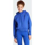 Blaue Sportliche adidas Z.N.E. Zip Hoodies & Sweatjacken mit Reißverschluss mit Kapuze für Damen Größe L 