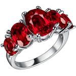 Adisaer Sterling Silber Ringe Verlobungsring Damenring Diamant Rot Oval Bandring mit Stein Größe 60 (19.1)