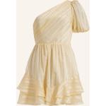 Gelbe One Shoulder Abendkleider A-Linie mit Puffärmeln mit Reißverschluss aus Polyester für Damen Größe XS für den für den Winter 