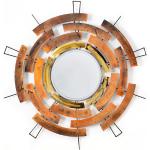 ADM - 'Magnetfluss' - Metallgemälde mit Spiegel, Wandskulptur, komplett mit Handwerkstechniken von Hand hergestellt - Orange - H92 cm