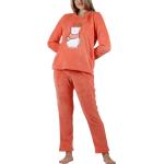 Reduzierte Orange Langärmelige Admas Damennachthemden aus Fleece Größe XXL für den für den Winter 