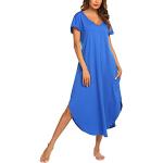 Reduzierte Royalblaue Kurzärmelige Maxi Damennachthemden mit Meer-Motiv Größe XXL für den für den Sommer 