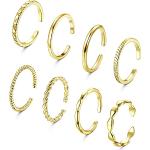 Reduzierte Goldene Minimalistische Goldringe vergoldet aus Gold 14 Karat stapelbar für Damen 8-teilig 