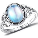 Reduzierte Silberne Mondstein Ringe vergoldet 18 Karat für Damen Größe 62 