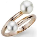 Goldene Adriana Damenperlenringe aus Silber mit Echte Perle handgemacht Größe 58 1-teilig 