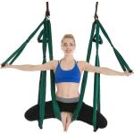Aerial Yoga Schaukel Yoga Hängematte Set, Trapez Sling für Home Gym Anti-Schwerkraft Inversion Pilate Fitness, Dunkelgrün