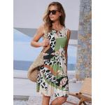 Olivgrüne Ärmellose Féraud Paris Sommerkleider aus Jersey maschinenwaschbar für Damen Übergrößen für den für den Sommer 