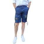 Blaue Bestickte Casual AERONAUTICA MILITARE Herrenbermudas mit Reißverschluss aus Baumwolle Größe XL für den für den Sommer 