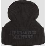 Reduzierte Schwarze Unifarbene AERONAUTICA MILITARE Herrenmützen aus Acryl für den für den Winter 