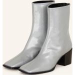 Reduzierte Hellgraue Lack-Optik aeyde Karree Ankle Boots & Klassische Stiefeletten mit Reißverschluss aus Leder für Damen Größe 38 