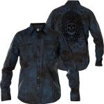 Marineblaue Bestickte Langärmelige Button Down Kragen Herrenlangarmhemden aus Baumwolle 