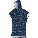 Marineblaue Streetwear Ponchos mit Kapuze aus Frottee für Damen 
