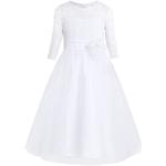 Weiße Elegante Langärmelige Kinderfestkleider aus Spitze Handwäsche für Mädchen Größe 110 für den für den Herbst 