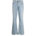 Hellblaue AGOLDE Bio Bootcut Jeans mit Fransen mit Reißverschluss aus Denim für Damen 