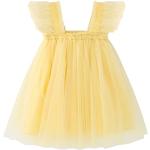 Gelbe Elegante Ärmellose Mini Kinderspitzenkleider aus Tüll für Babys 