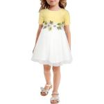 Gelbe Bestickte Elegante Kurzärmelige Kinderfestkleider aus Baumwolle für Babys 