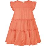 Orange Gepunktete Elegante Midi Rundhals-Ausschnitt Gemusterte Kinderkleider mit Rüschen aus Chiffon für Mädchen für den für den Sommer 