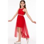 Rote Unifarbene Midi Kinderfestkleider aus Polyester für Mädchen 